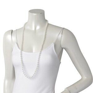 Faux Pearl Necklace Long Stand White 17"